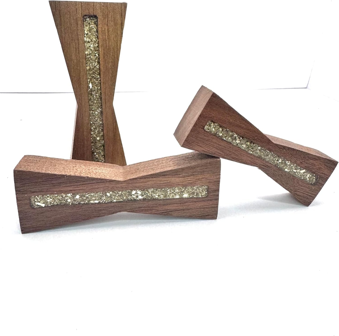 Elegant Walnut Bow Tie Inlays Set