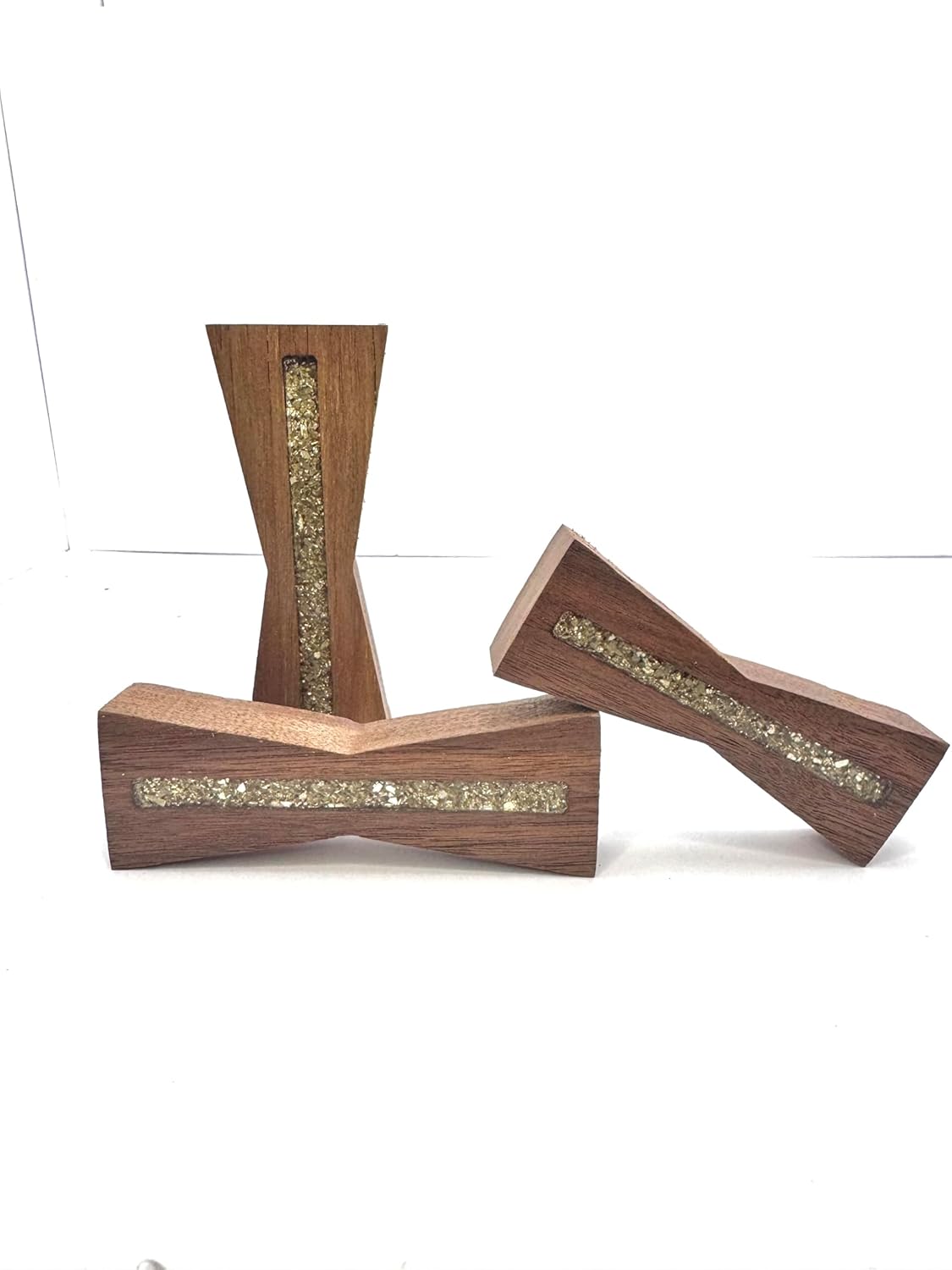 Elegant Walnut Bow Tie Inlays Set