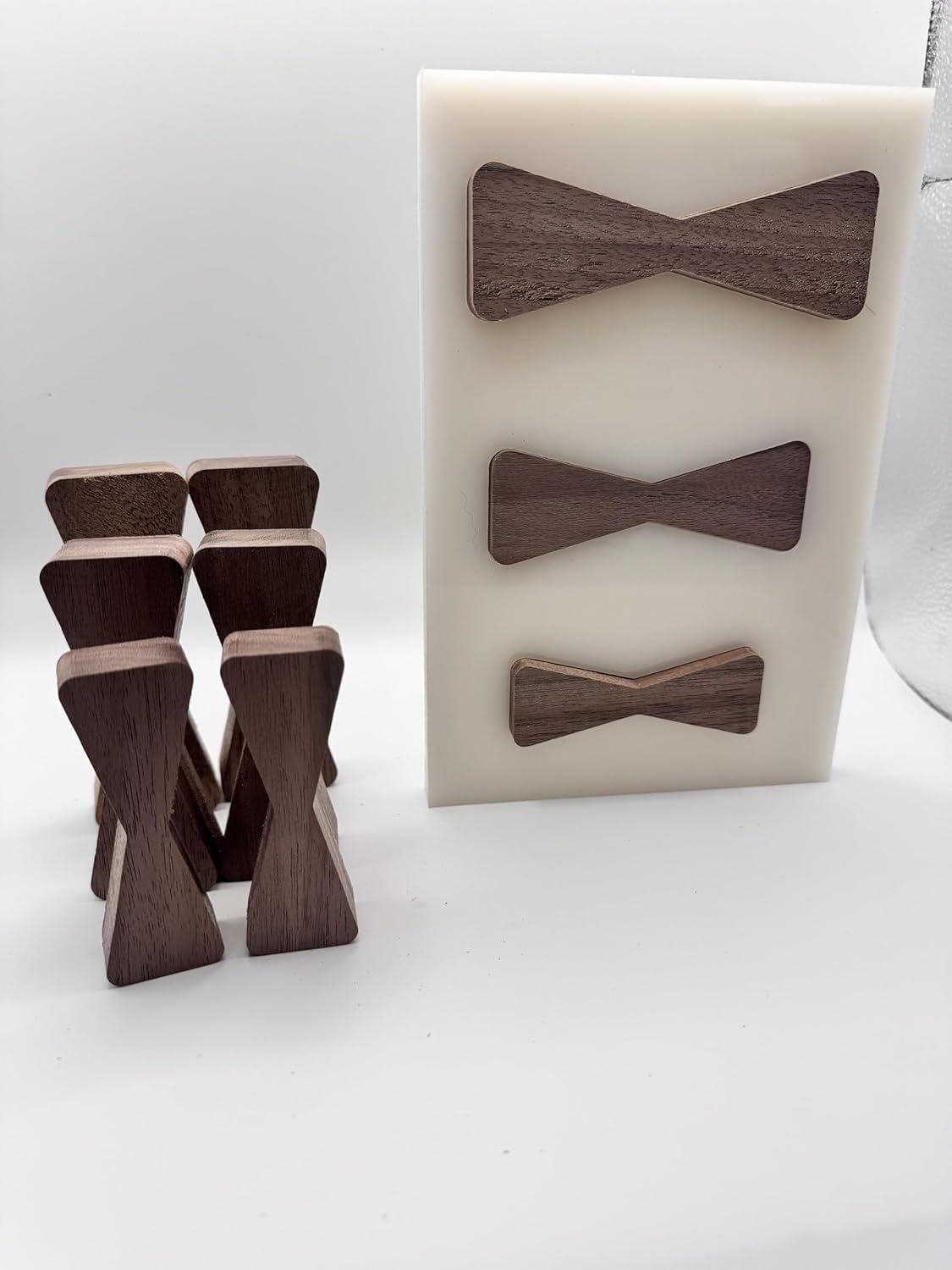Elegant Walnut Bow Tie Inlay Set Of 9 + Template Set of 9 (optional router bit)