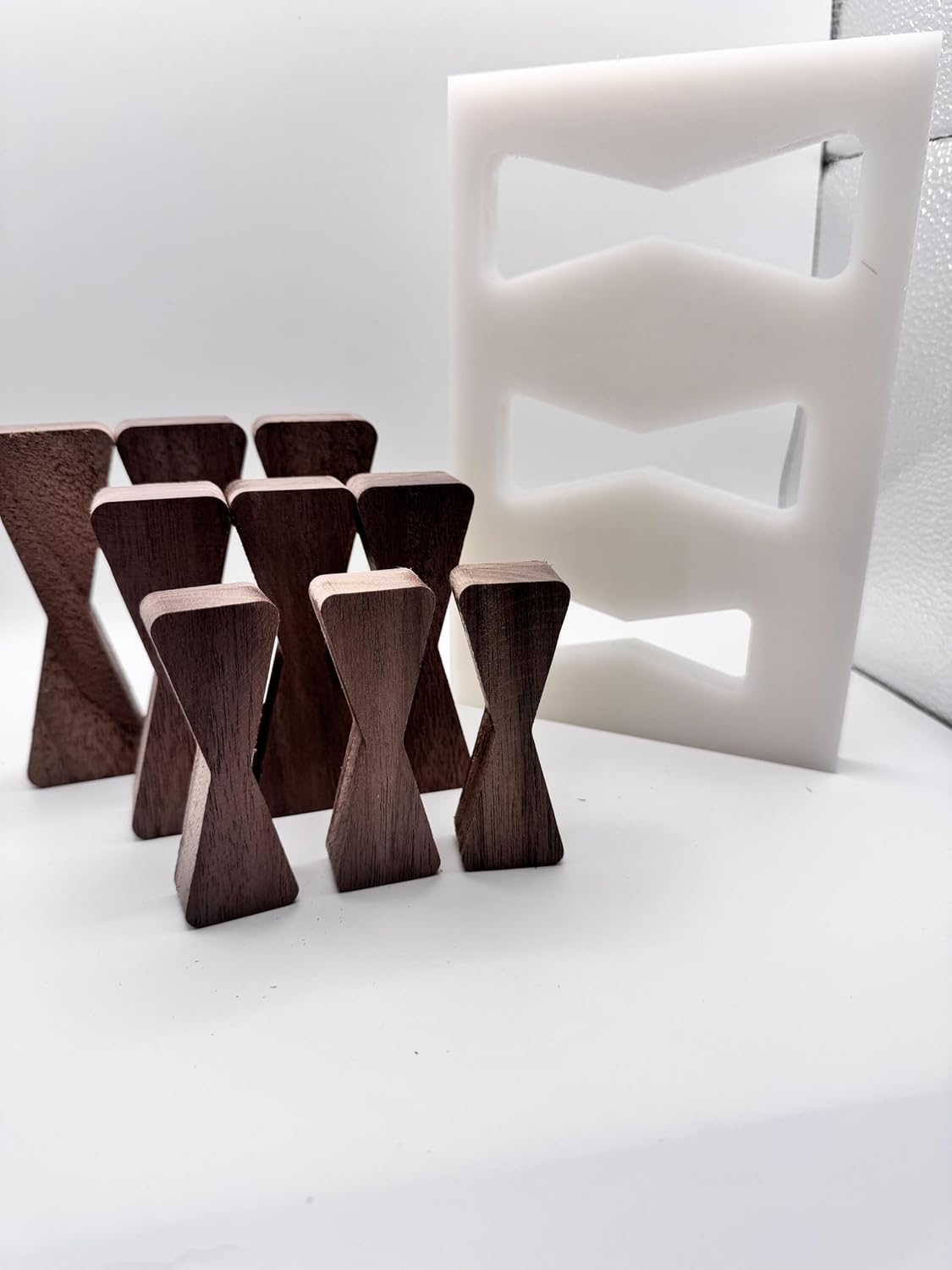 Elegant Walnut Bow Tie Inlay Set Of 9 + Template Set of 9 (optional router bit)