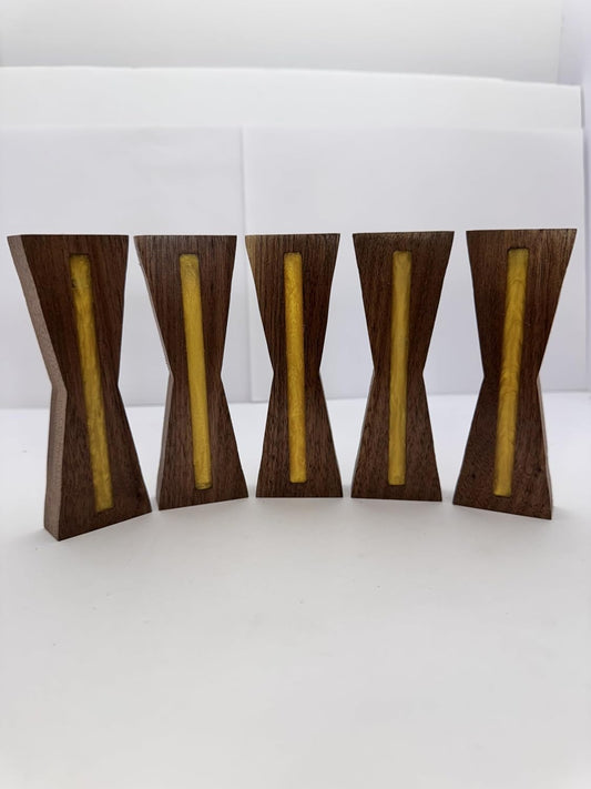 Walnut Bow Tie Inlays – 5 Unfinished Pieces