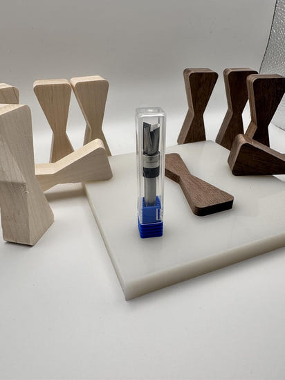 EZ Walnut & Maple Bow Tie Inlays- No Chiseling Inlays Router Template Included.