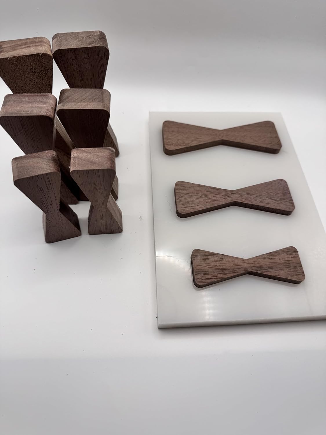 Elegant Walnut Bow Tie Inlay Set Of 9 + Template Set of 9 (optional router bit)