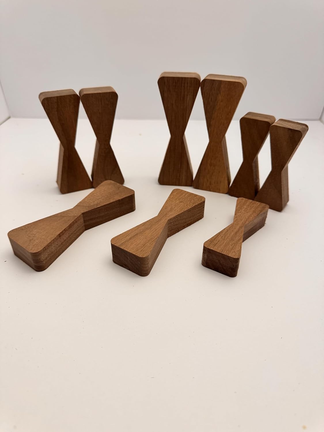 Variety Walnut Bow Tie Inlays 3 sizes set of 9 pcs total